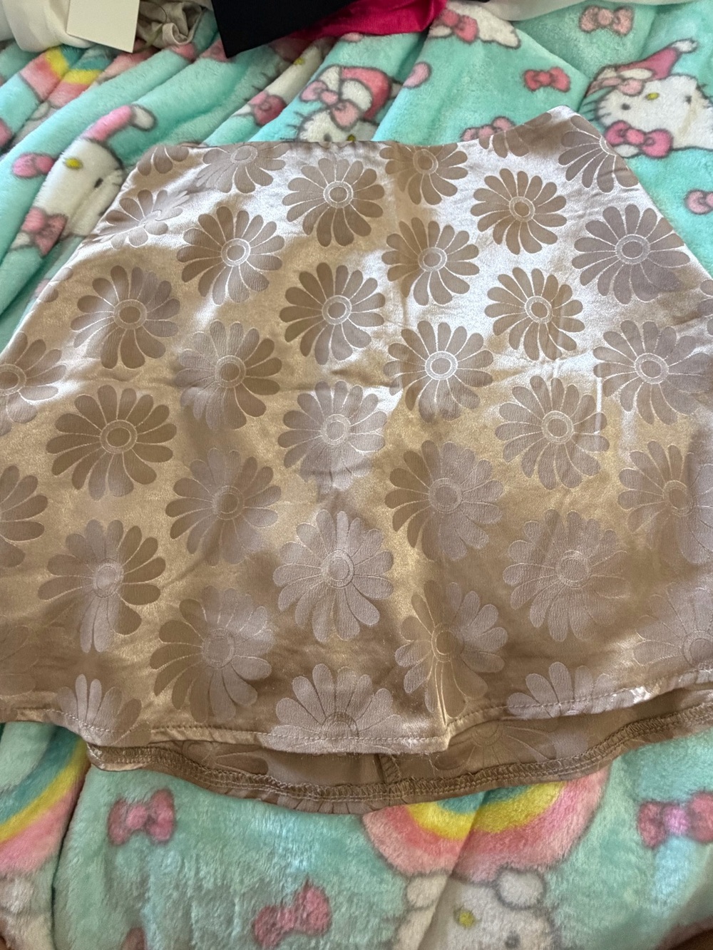Princess Polly Taupe Floral Jacquard Skater Skirt